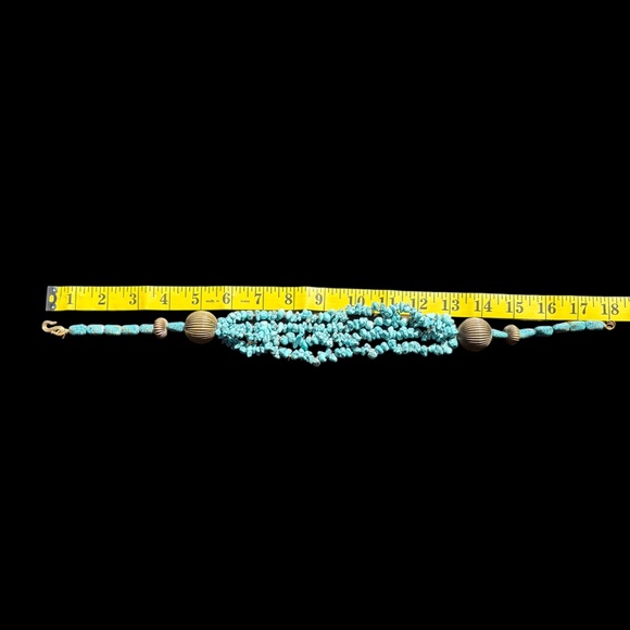 Turquoise and Gold Beaded Necklace - Picture 4 of 4